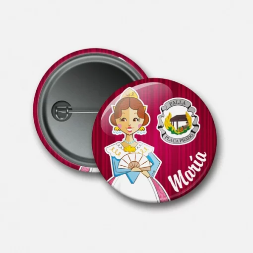 Chapa con alfiler personalizada fallera vintage