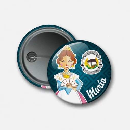 Chapa con alfiler personalizada fallera vintage