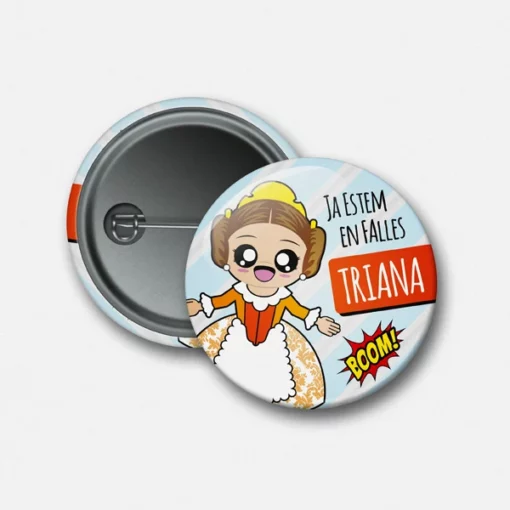 Chapa con alfiler personalizada fallera kawaii