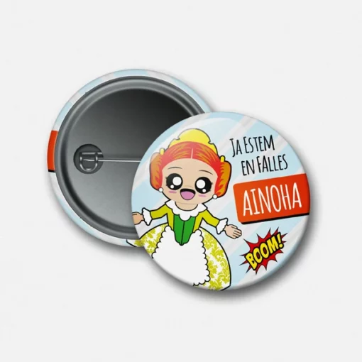 Chapa con alfiler personalizada fallera kawaii