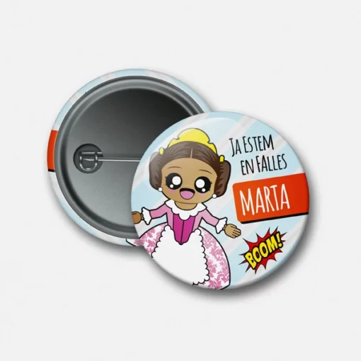 Chapa con alfiler personalizada fallera kawaii