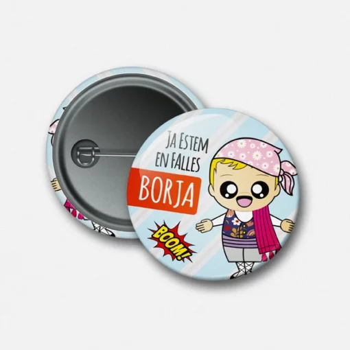 Chapa con alfiler personalizada fallero kawaii