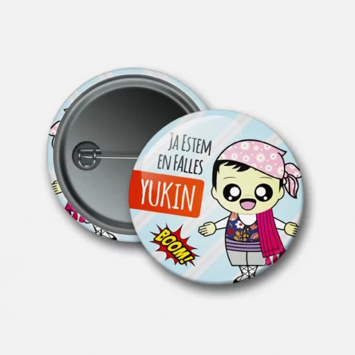 Chapa con alfiler personalizada fallero kawaii