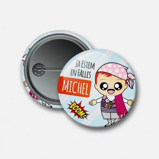 Chapa con alfiler personalizada fallero kawaii