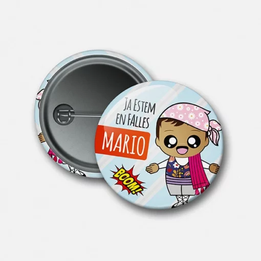 Chapa con alfiler personalizada fallero kawaii